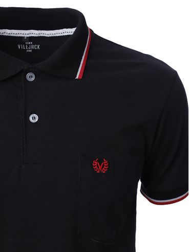 Polo Manga Curta Vilejack Masculina PRETO