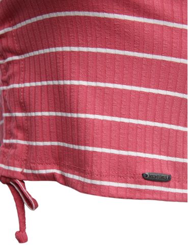 Blusa Cropped Canelada Feminina ROSA/BRANCO