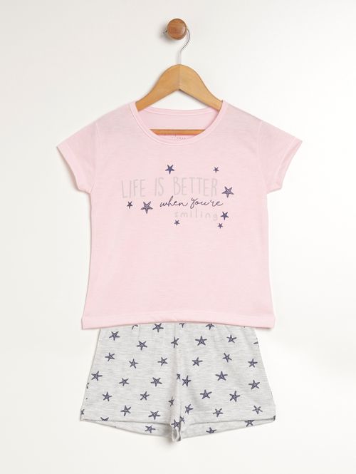 Pijama Curto Infantil Para Menina - ROSA