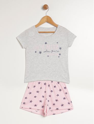 Pijama Curto Infantil Para Menina - MESCLA