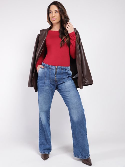 Blusa Básica Manga Longa Feminina BORDO