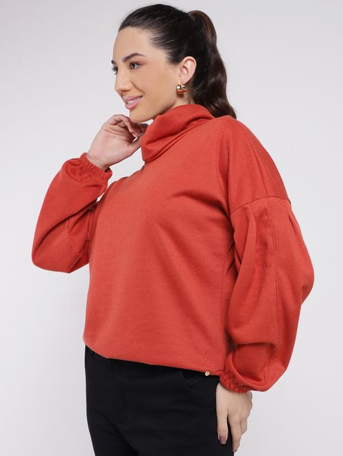 Blusa de Tricot Gola Alta Feminina TELHA