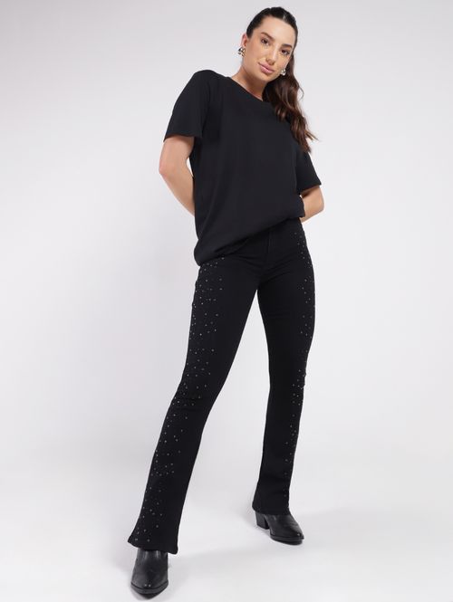 Calça Sarja Boot Cut Sawary Feminina PRETO