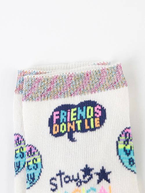 Meia Cano Curto Selene Juvenil Para Menina - AREIA/MARINHO