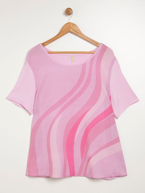 Blusa Manga Curta Cativa Plus Size Feminina ROSA