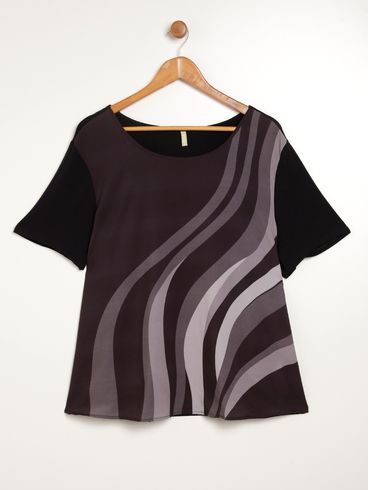 Blusa Manga Curta Cativa Plus Size Feminina PRETO