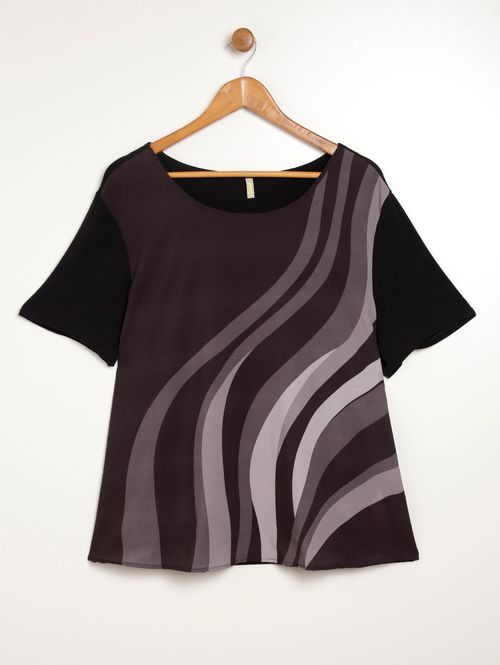 Blusa Manga Curta Cativa Plus Size Feminina PRETO