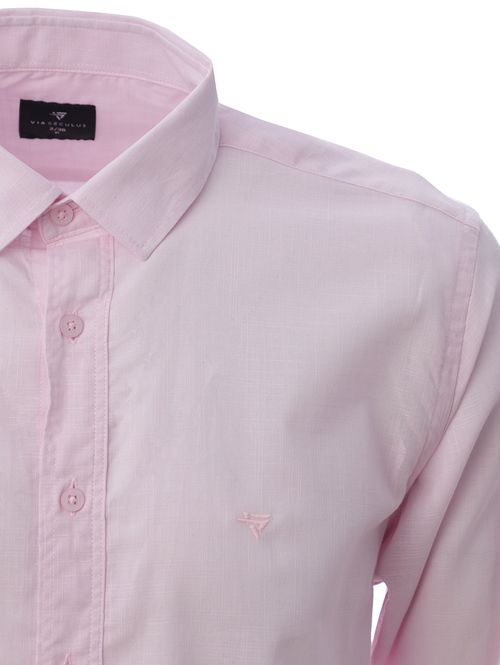 Camisa Slim Fit Manga Longa Masculina ROSA CLARO