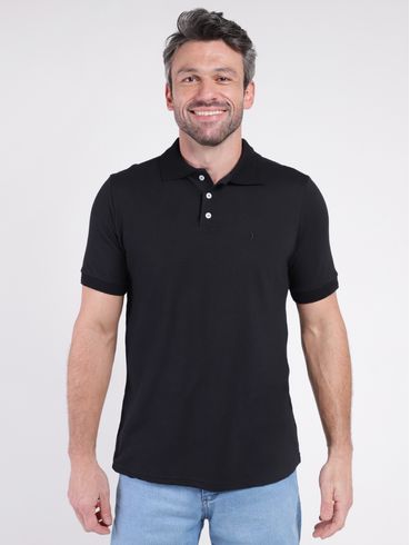 Polo Manga Curta Masculina PRETO