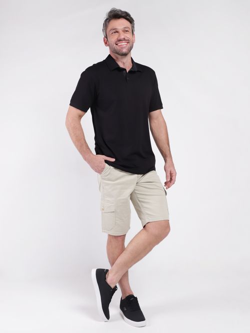 Polo Manga Curta Elétron Masculina PRETO