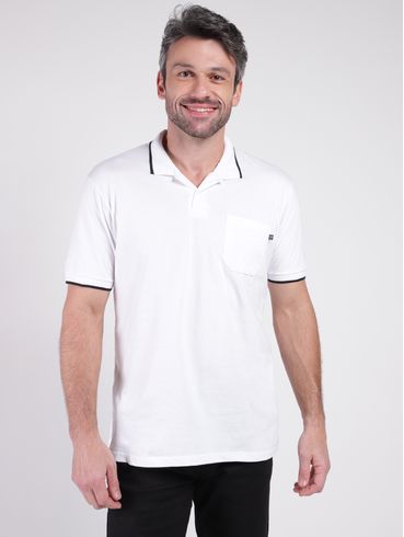 Polo Manga Curta Masculina BRANCO