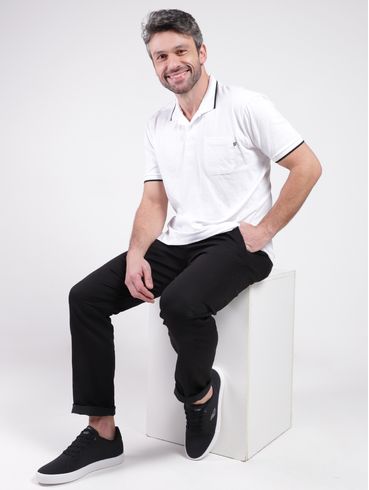 Polo Manga Curta Masculina BRANCO