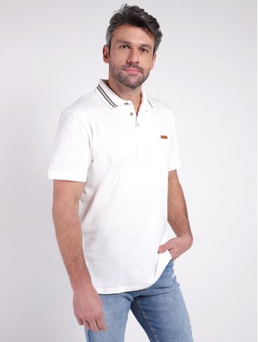 Polo Manga Curta Elétron Masculina OFF WHITE
