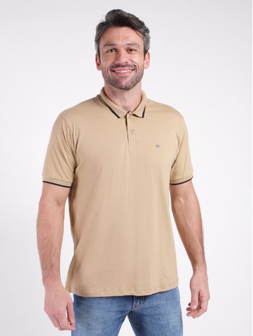 Polo Manga Curta Masculina CAQUI