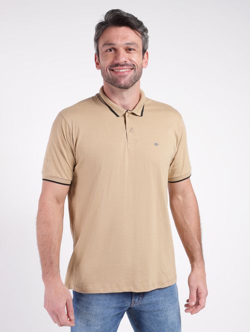 Polo Manga Curta Masculina CAQUI