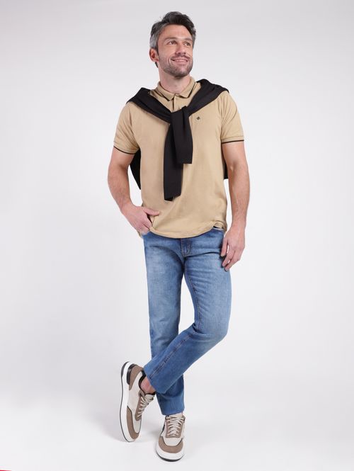 Polo Manga Curta Masculina CAQUI
