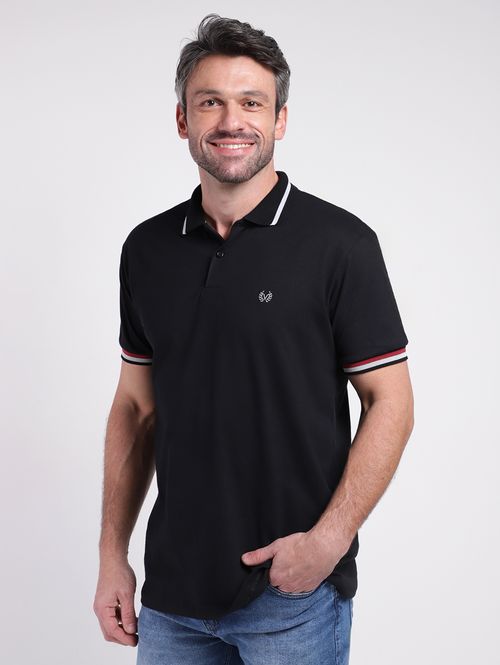 Polo Manga Curta Masculina PRETO