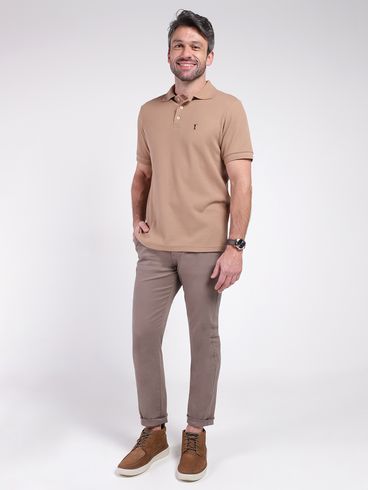 Polo Manga Curta Masculina OCRE