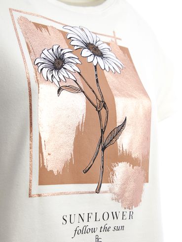 Blusa Cropped Manga Curta Feminina OFF WHITE