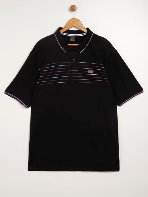 Polo Manga Curta Plus Size Masculina PRETO
