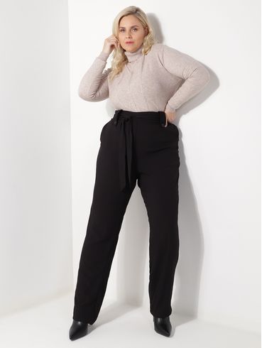 Blusa Tricot Gola Alta Plus Size Feminina BEGE