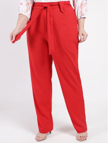 Calça Alfaiataria Reta Plus Size Feminina VERMELHO