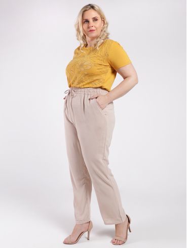 Blusa Manga Curta Plus Size Feminina AMARELO