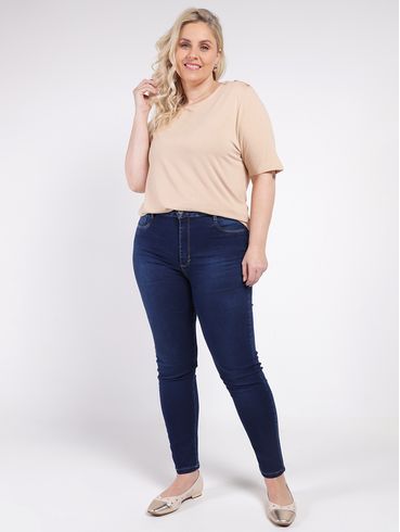 Blusa Manga Curta Autentique Plus Size Feminina BEGE