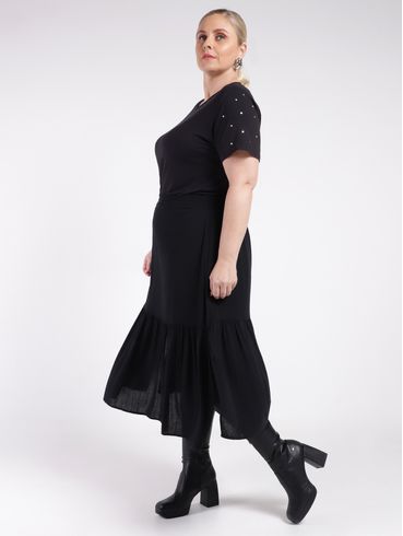 Blusa Manga Curta Plus Size Feminina PRETO