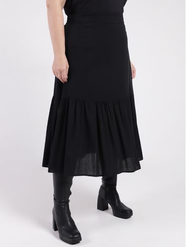 Saia Midi Plus Size Feminina PRETO