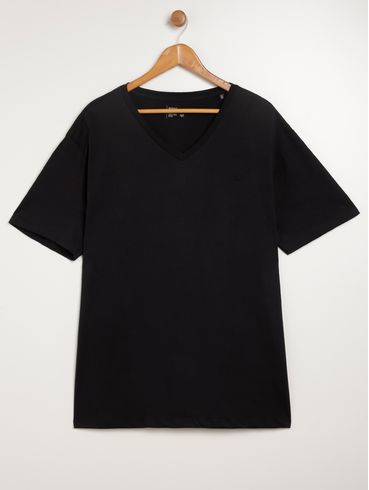 Camiseta Manga Curta Básica Plus Size Masculina PRETO