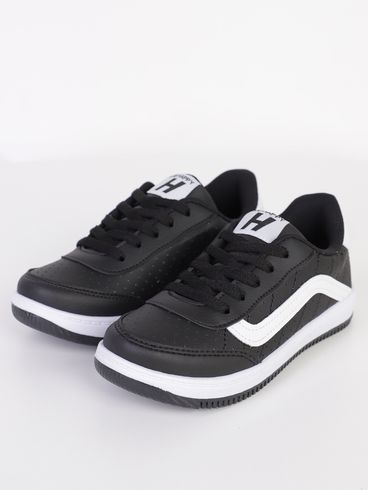 Tênis Casual Juvenil Para Menino - Preto/Branco