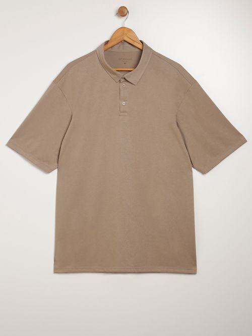 Polo Manga Curta Plus Size Masculina CAQUI