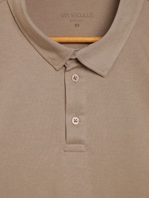 Polo Manga Curta Plus Size Masculina CAQUI