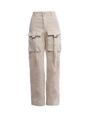 Calça Sarja Reta Com Bolso  Cargo Feminina OFF WHITE