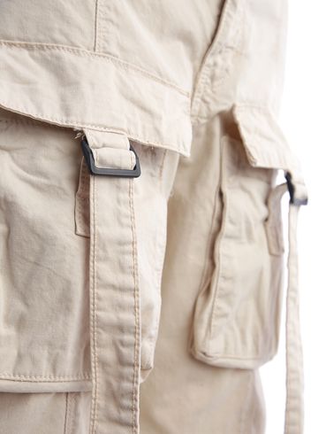 Calça Sarja Reta Com Bolso  Cargo Feminina OFF WHITE