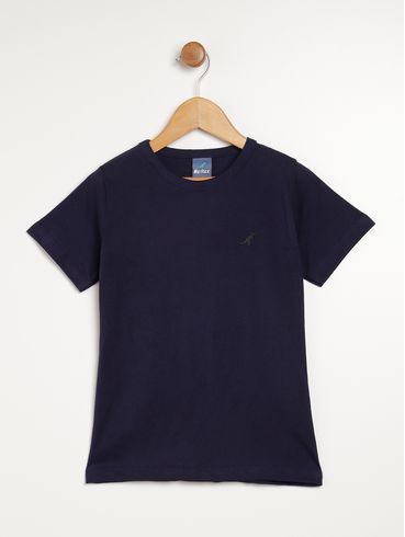Camiseta Manga Curta Infantil Para Menino - Azul Marinho