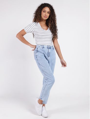 Blusa Cropped Canelada Feminina BRANCO/PRETO