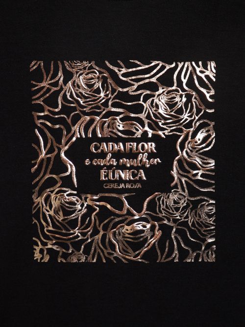 Blusa Manga Curta Plus Size Feminina PRETO