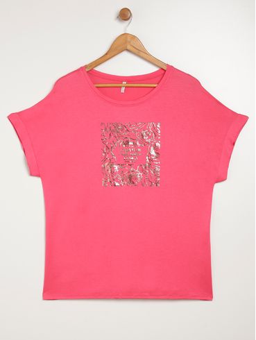Blusa Manga Curta Plus Size Feminina ROSA