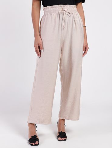 Calça Malha Pantalona Feminina BEGE