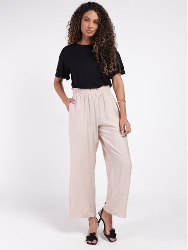 Calça Malha Pantalona Feminina BEGE