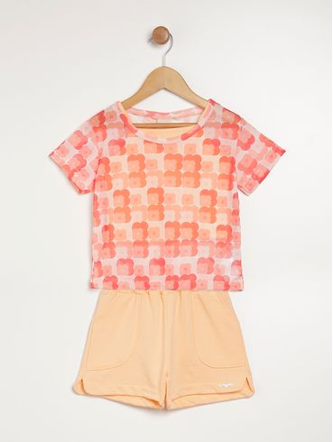 Conjunto Curto Infantil Para Menina - CORAL
