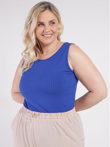 Blusa Regata Básica Autentique Plus Size Feminina Azul