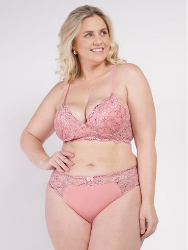 Conjunto Lingerie Fio Duplo Plus Size Feminino ROSE/PRETO