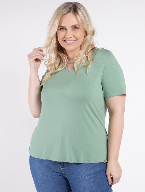 Blusa Manga Curta Autentique Plus Size Feminina VERDE