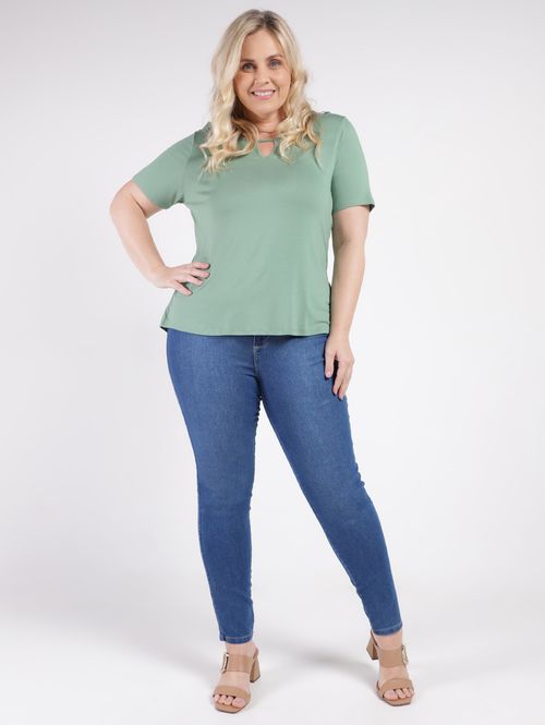 Blusa Manga Curta Autentique Plus Size Feminina VERDE