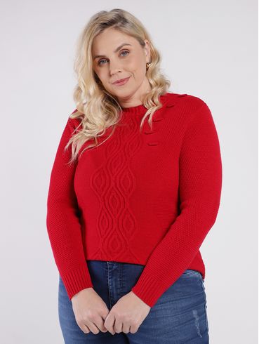 Blusa de Tricot Plus Size Feminina VERMELHO