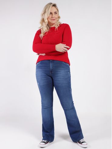 Blusa de Tricot Plus Size Feminina VERMELHO