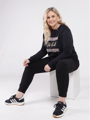 Calça Moletom Jogger Plus Size Feminina PRETO